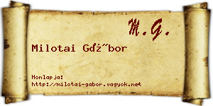 Milotai Gábor névjegykártya
